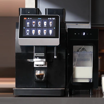High volume bean to cup coffee machine side profile